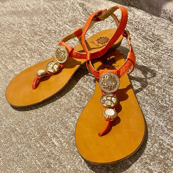 Yellow Box Womens Sandals Size 7 Coral & Bling - Picture 1 of 2